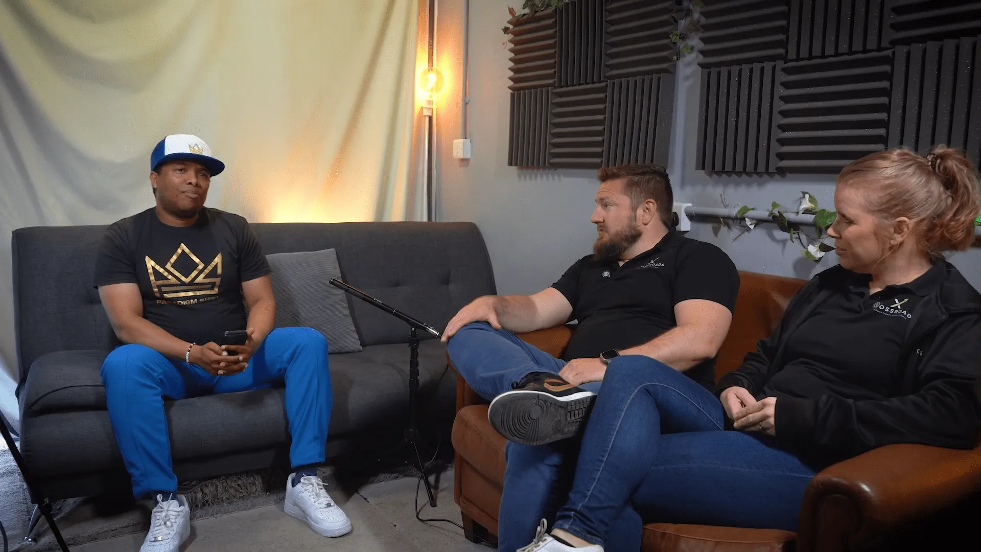 Kate and Gavin with a podcast presenter