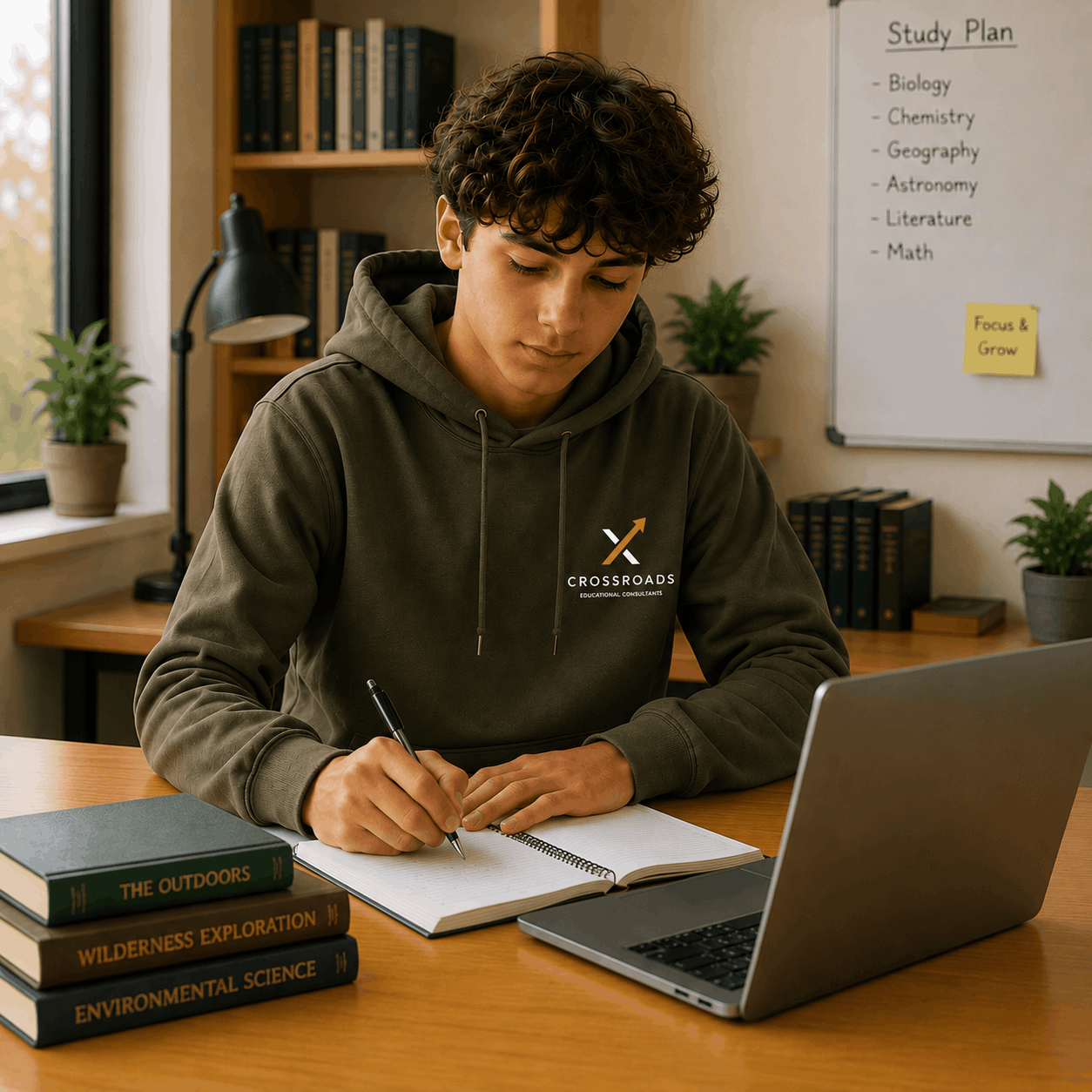 crossroads green hoody worn by male teenage